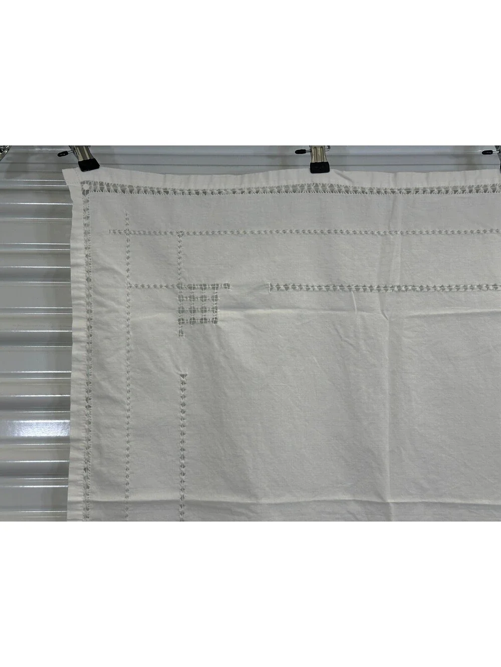 Vintage Cutwork Geometric Card Table Tablecloth Topper Handmade Embroidered